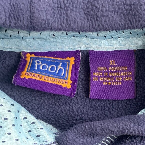 Vintage Disney Pooh 100 Acre Collectibles Hoodie Women XL Blue Fleece Pooh Bear - Picture 6 of 8